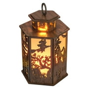 Mikilon Halloween Decorations, Hanging Decorative Halloween Night Lights Candles Electronic Lanterns Wind Castle Lanterns Wind Party Accessories Decorations Pumpkin, Wood, color